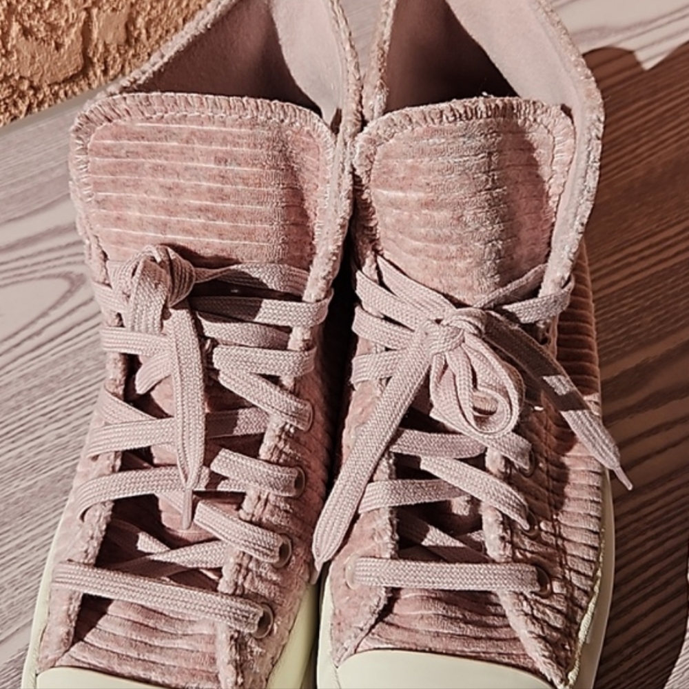 Converse chuck taylor pink velour high top platform sneakers mens 9.5 wo'n 11.5 - Picture 10 of 13